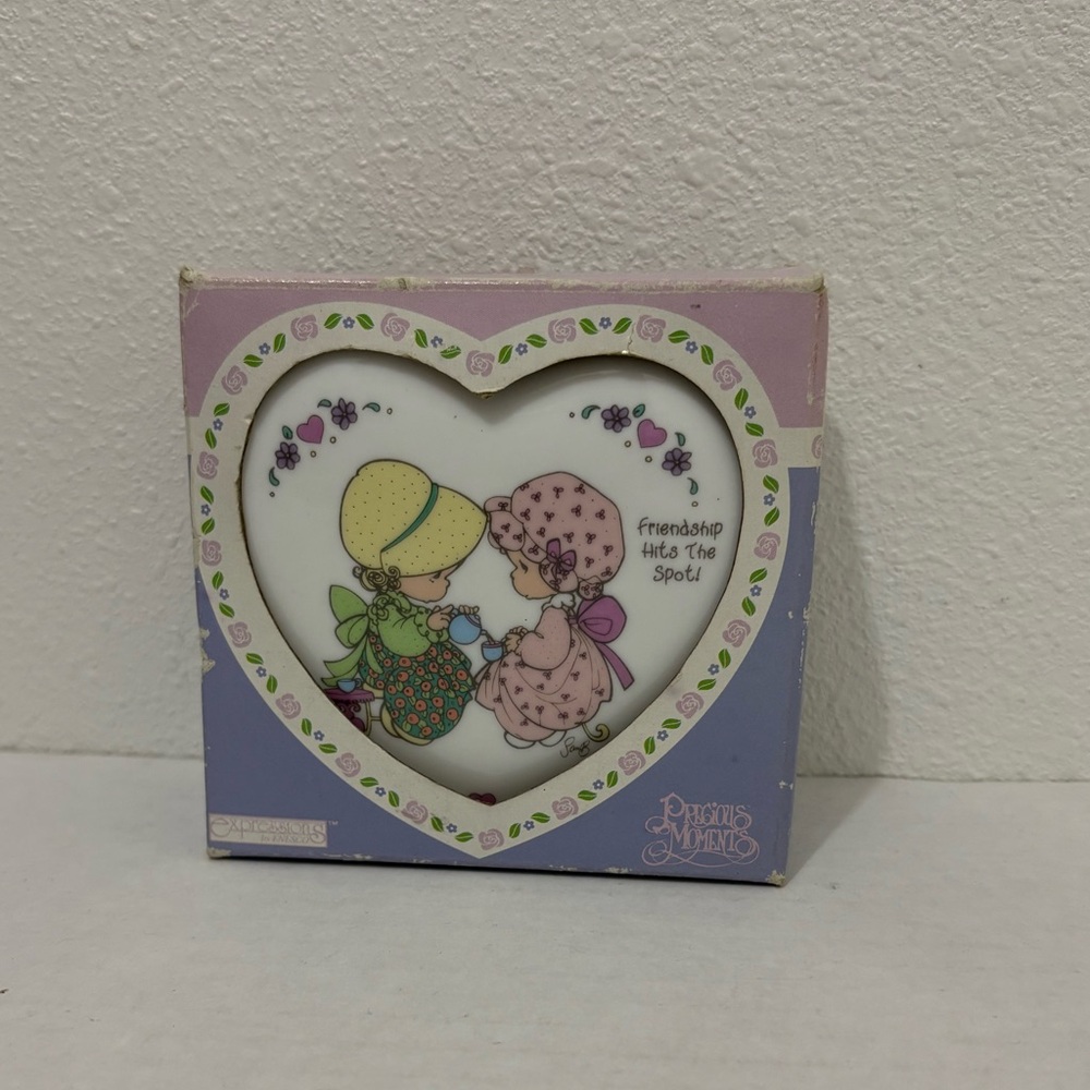 Precious Moments Heart Shaped Trinket Box Friendship Hits The Spot! 1994